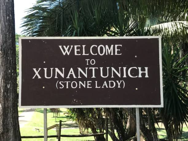 istock Xunantunich Mayan Ruins (Stone Lady) Street Sign 1470907065
