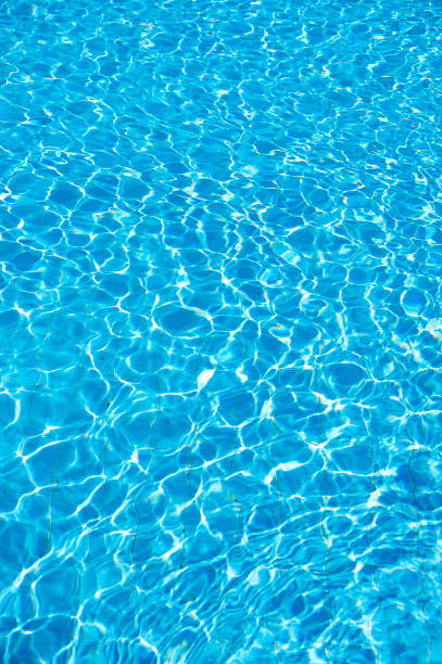 Multiple reflections in a pool create patterns with the ripples, Aqaba, Jordan stock photo