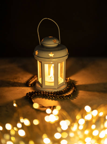 istock Traditional Lantern lamp in dark room 1470907273