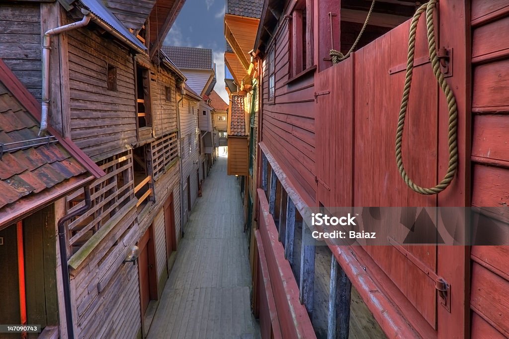 The famous Bryggen in Bergen, Norway. Colorful wooden houses. UN The famous Bryggen in Bergen, Norway. Colorful wooden houses. UNESCO World Heritage Site. Bergen - Norway Stock Photo