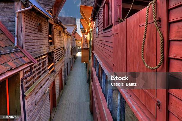 The Famous Bryggen In Bergen Norway Colorful Wooden Houses Un Stock Photo - Download Image Now