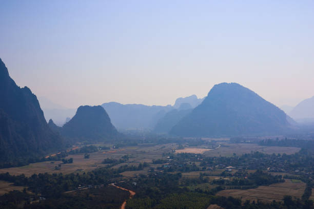 Landscape with mountains. Nam Xay, Laos.