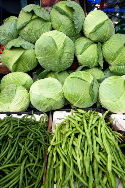 Souk cabbages, beans and other vegetables for sale, Amman, Jordan