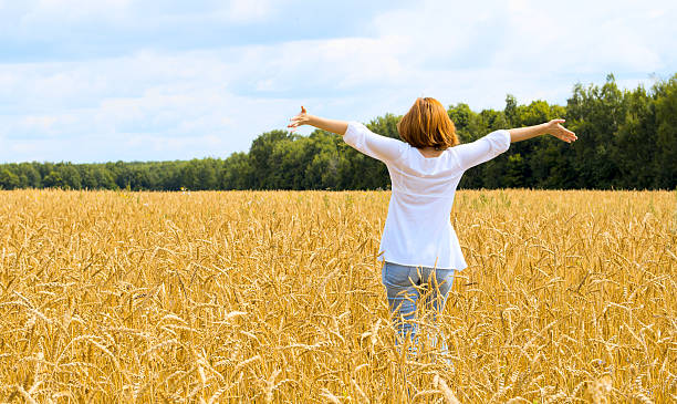 istock Spreadeagled woman in the field 147090868