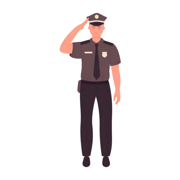 Vector illustration of Policeman in salute pose