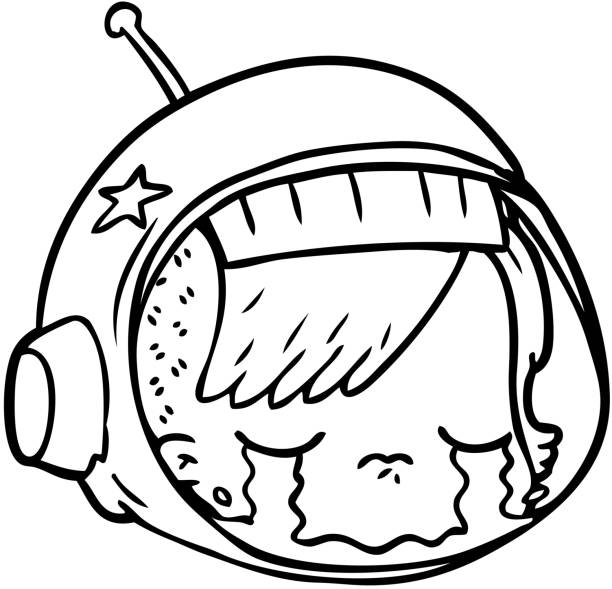 ilustrações de stock, clip art, desenhos animados e ícones de cartoon astronaut face crying - spacewoman