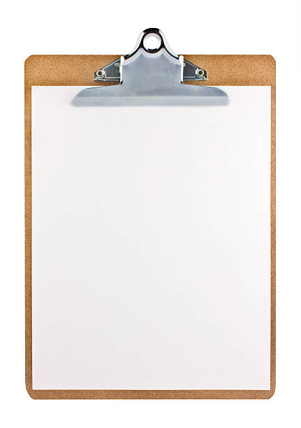 Clipboard with a sheet of paper stock photo