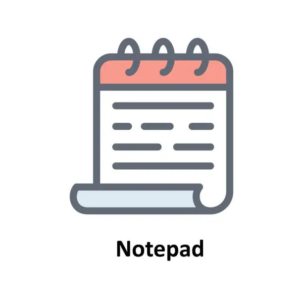 Vector illustration of Notepad Vector Fill Outline Icons. Simple stock illustration stock