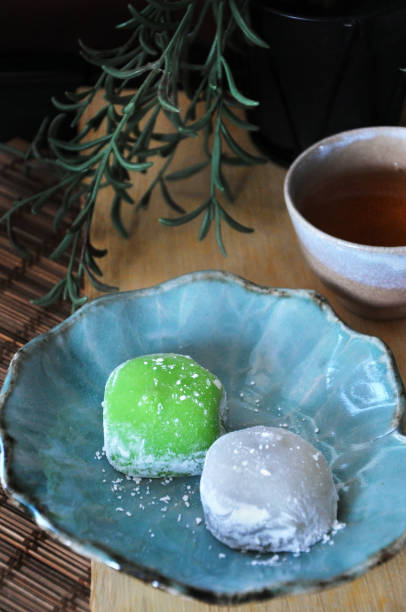 istock Japanese Dessert Daifuku on Blue Dish 1470913855