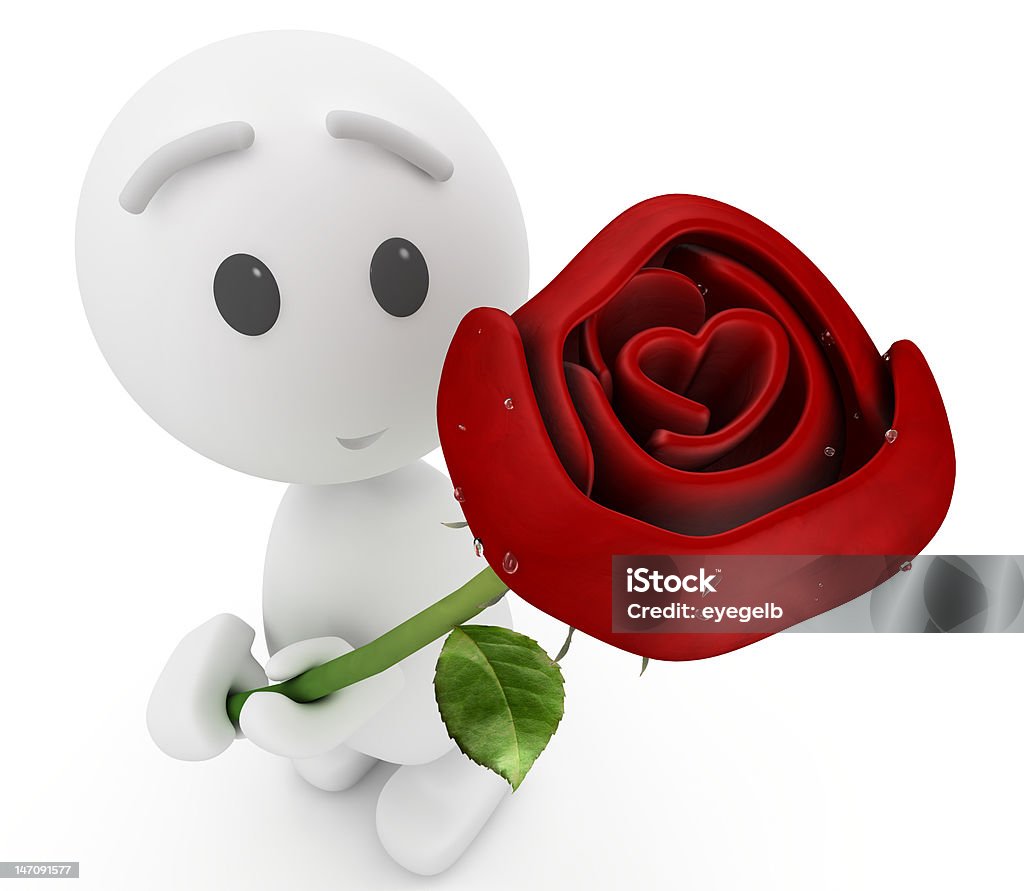 Mignon 3d guy vous offre une «Happyman "rose (série - Photo de Représentation humaine en traits libre de droits