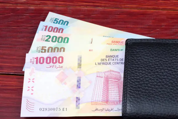 Photo of Central African States money in the black wallet