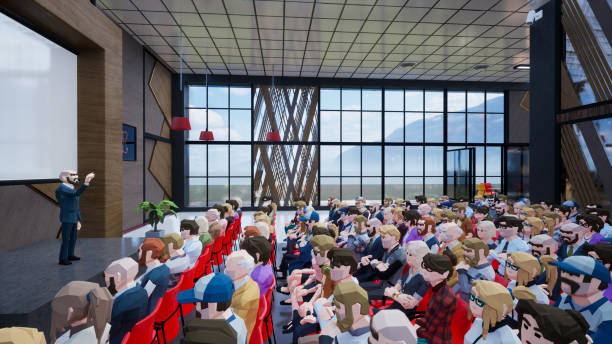 istock Metaverse avatars of people seminar online in virtual worlds, 3d render 1470919792