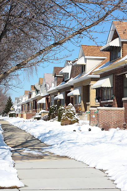istock Snowy Winter Street in Chicago 147092053