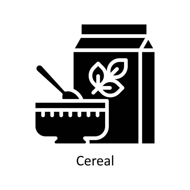 시리얼 벡터 솔리드 아이콘 디자인 그림입니다. 흰색 배경에 식료품 기호 eps 10 파일 - jar pesto sauce packaging food stock illustrations