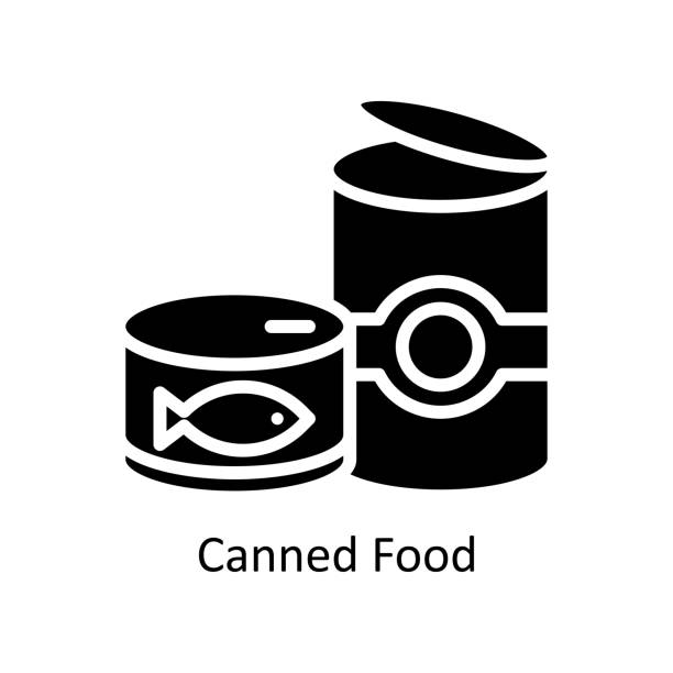 통조림 식품 벡터 솔리드 아이콘 디자인 그림입니다. 흰색 배경에 식료품 기호 eps 10 파일 - jar pesto sauce packaging food stock illustrations