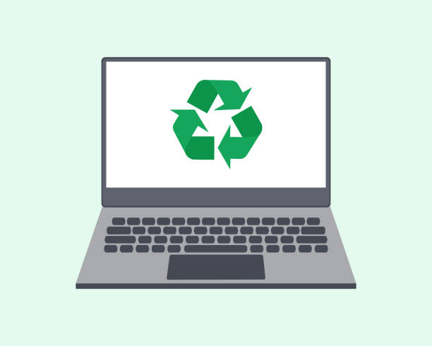 istock Laptop With Recycle Symbol On Screen. Environmental Conservation And Recycle Concept 1470922620