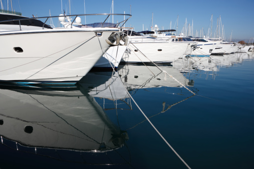 moored luxury yachts at Antibes harbor, France, Canon 1Ds Mk II