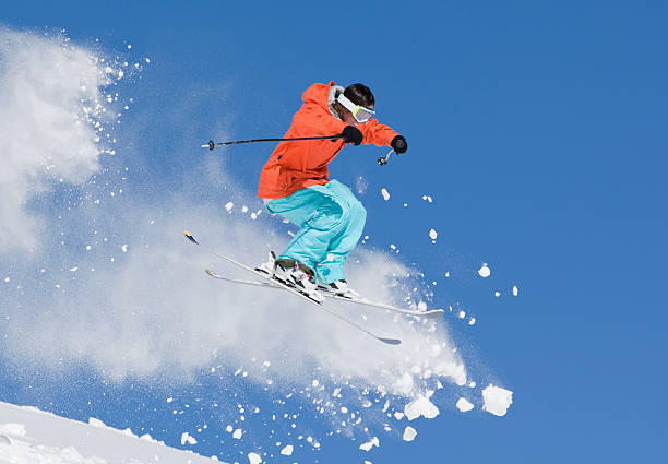 istock Young Man Ski Jumping In Colorado 147092421