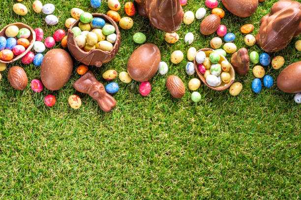 easter egg hunting background - rabbit hunting imagens e fotografias de stock