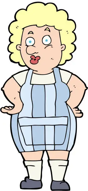 Vector illustration of cartoon woman in kitchen apron
