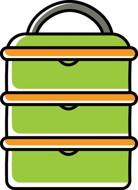 절연 티핀 상자 벡터 색상 누락 아이콘 디자인, 캠핑 및 야외 기호, 익스트림 스포츠 장비 기호, 야생 동물 및 원정 그림, 쌓을 수 있는 점심 컨테이너 개념 - lunch box box old green stock illustrations