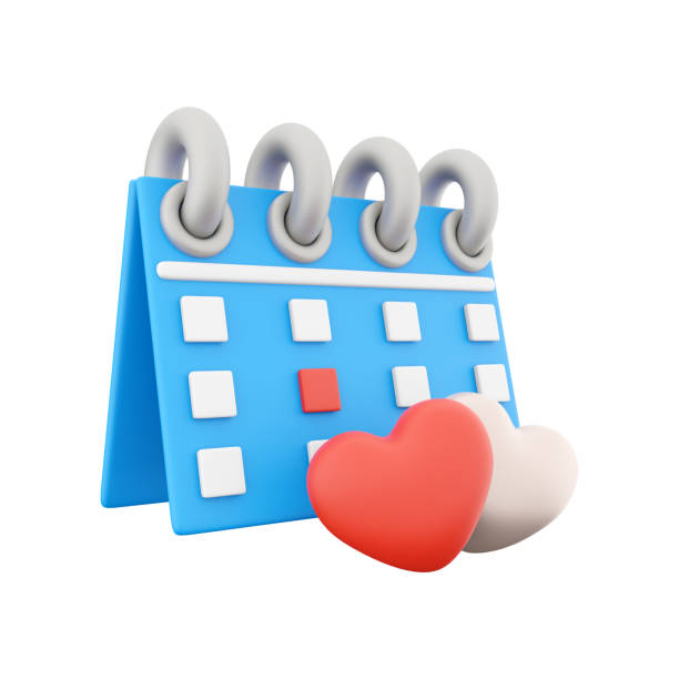 istock 3d render Valentines day Calendar icon. Minimal concept. 3d rendering calendar and two hearts icon. Valentines day Calendar. 1470932068