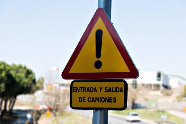 istock Traffic sign Entrance and Exit of Trucks 1470932156