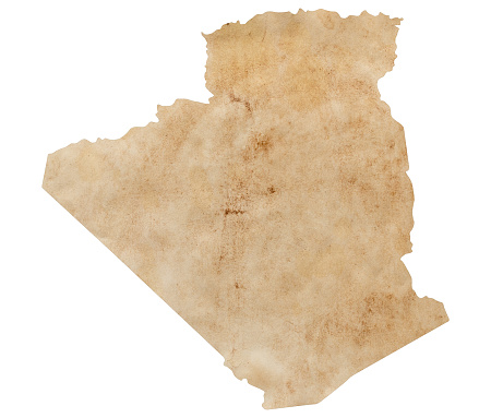 map of Algeria on old brown grunge paper