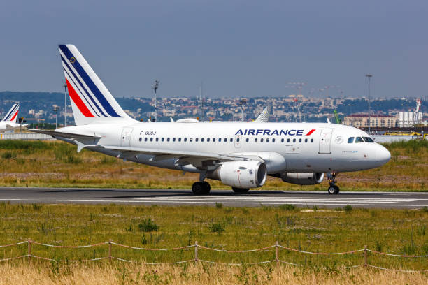 Air France Airbus A318 airplane at Paris Orly airport in France stock photo