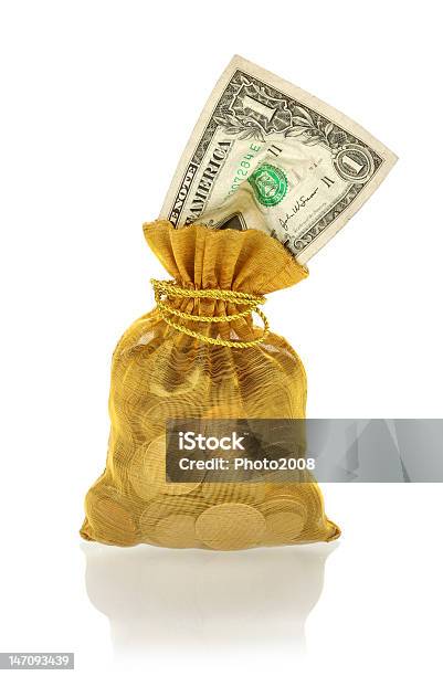 Bolsa De Dinero Con Un Dólar Foto de stock y más banco de imágenes de Actividad comercial - Actividad comercial, Ahorros, Artículos de Lotería