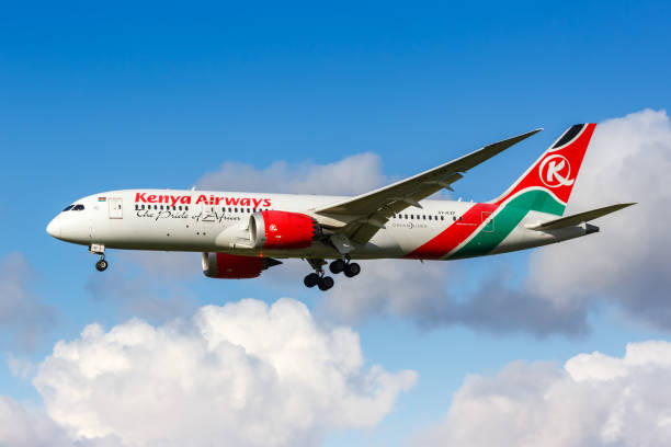 Kenya Airways Boeing 787-8 Dreamliner airplane at Amsterdam Schiphol airport in the Netherlands stock photo