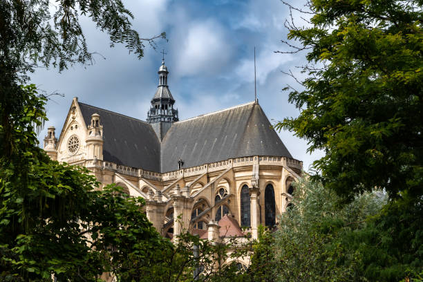 kościół eglise saint-eustache w paryżu, francja - église saint eustache zdjęcia i obrazy z banku zdjęć
