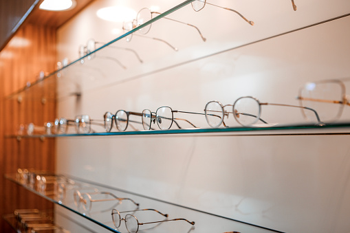 The inside of a glasses shop at an opticians