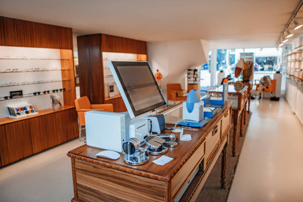 The inside of a glasses shop at an opticians