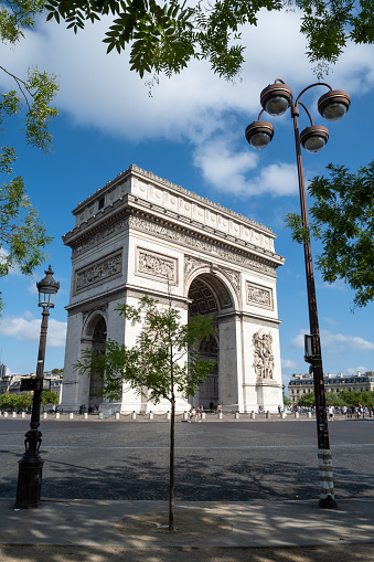 Arch De Triomphe De L'Étoile On Place Charles De Gaulle And Champs Elysees In Paris, France