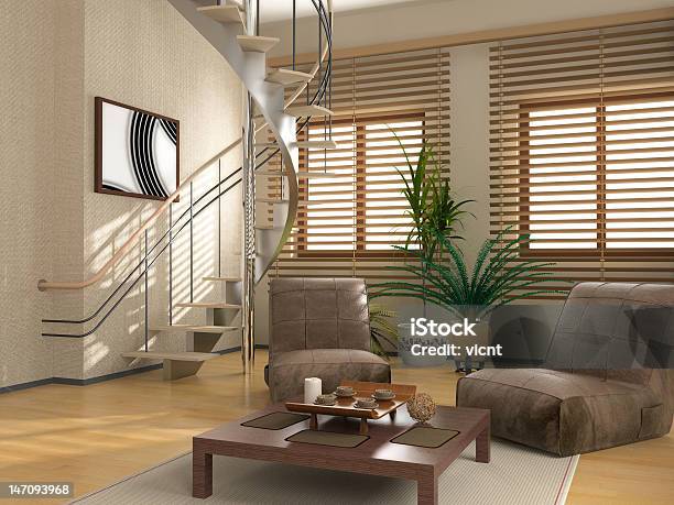 Interior Moderno - Fotografias de stock e mais imagens de Persiana - Artigo de Decoração - Persiana - Artigo de Decoração, Sala de Estar, Chão