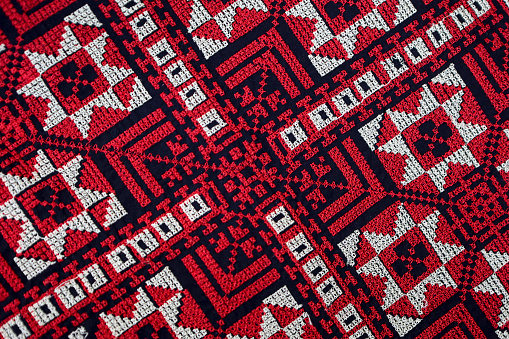 Close-up of ornamented traditional Middle-Eastern textile perfect for backgrounds.