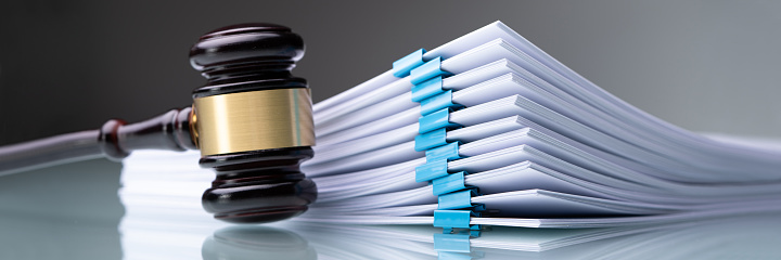 Piles Judicial Court Files And Judge Gavel