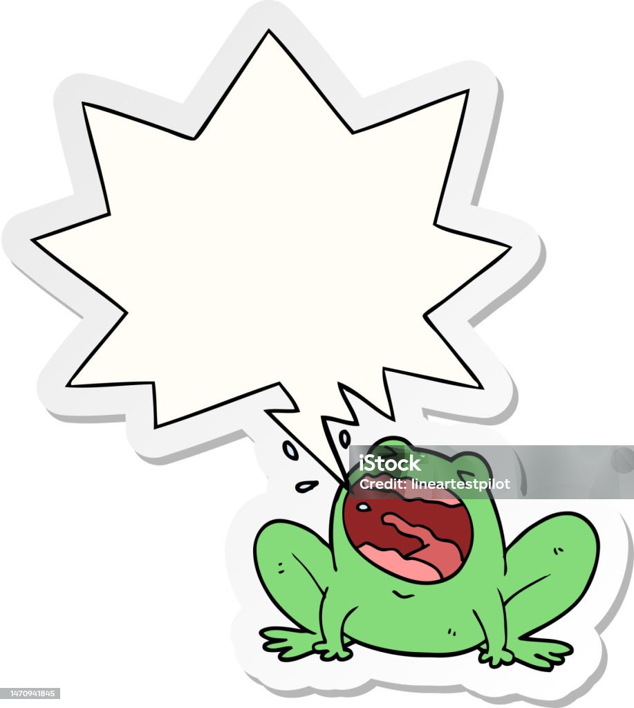 Frog Shouting Language Cartoon Frog Shouting With Speech Bubble Sticker Stock Illustration ...