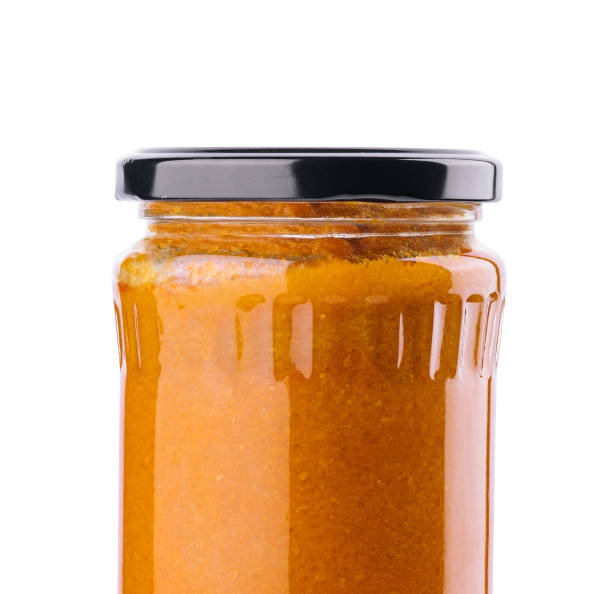 istock The glass jar with squash caviar on white 1470942478