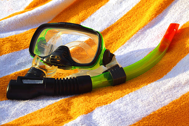 Mask and tube for a scuba diving stock photo