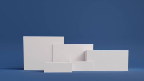 istock 3d white product display square displays cosmetics on blue background 1470945484