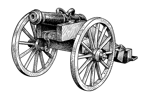 Old style illustration of a historic cannon
