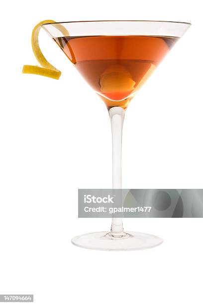 Dry Manhattan Cocktail Or Rob Roy On A White Background Stock Photo - Download Image Now