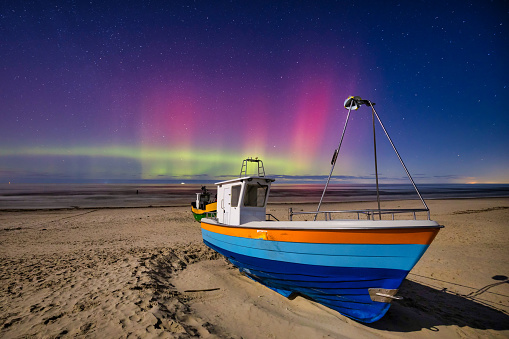 Aurora over the Baltic Sea in Poland, Jantar