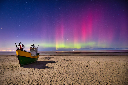 Aurora over the Baltic Sea in Poland, Jantar