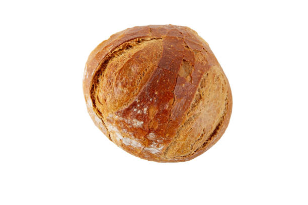 istock Rye and wheat bread round loaf top view isolated on white 1470953393