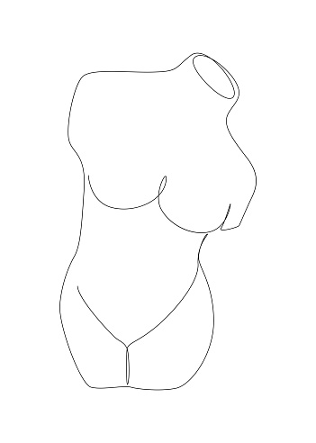 One continuous line of Female Body Statue. Thin Line Illustration vector concept. Contour Drawing Creative ideas.