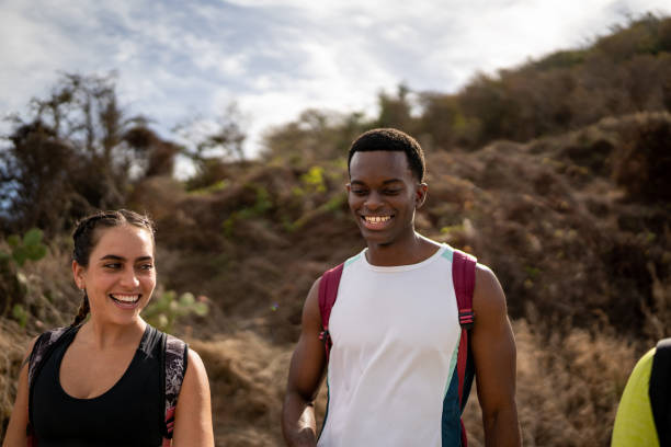 istock Friends talking during a hike outdoors 1470955472
