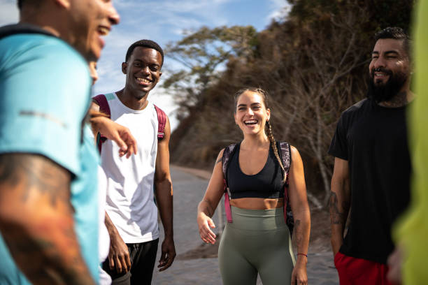 istock Friends talking while taking a break on a hike outdoors 1470955550
